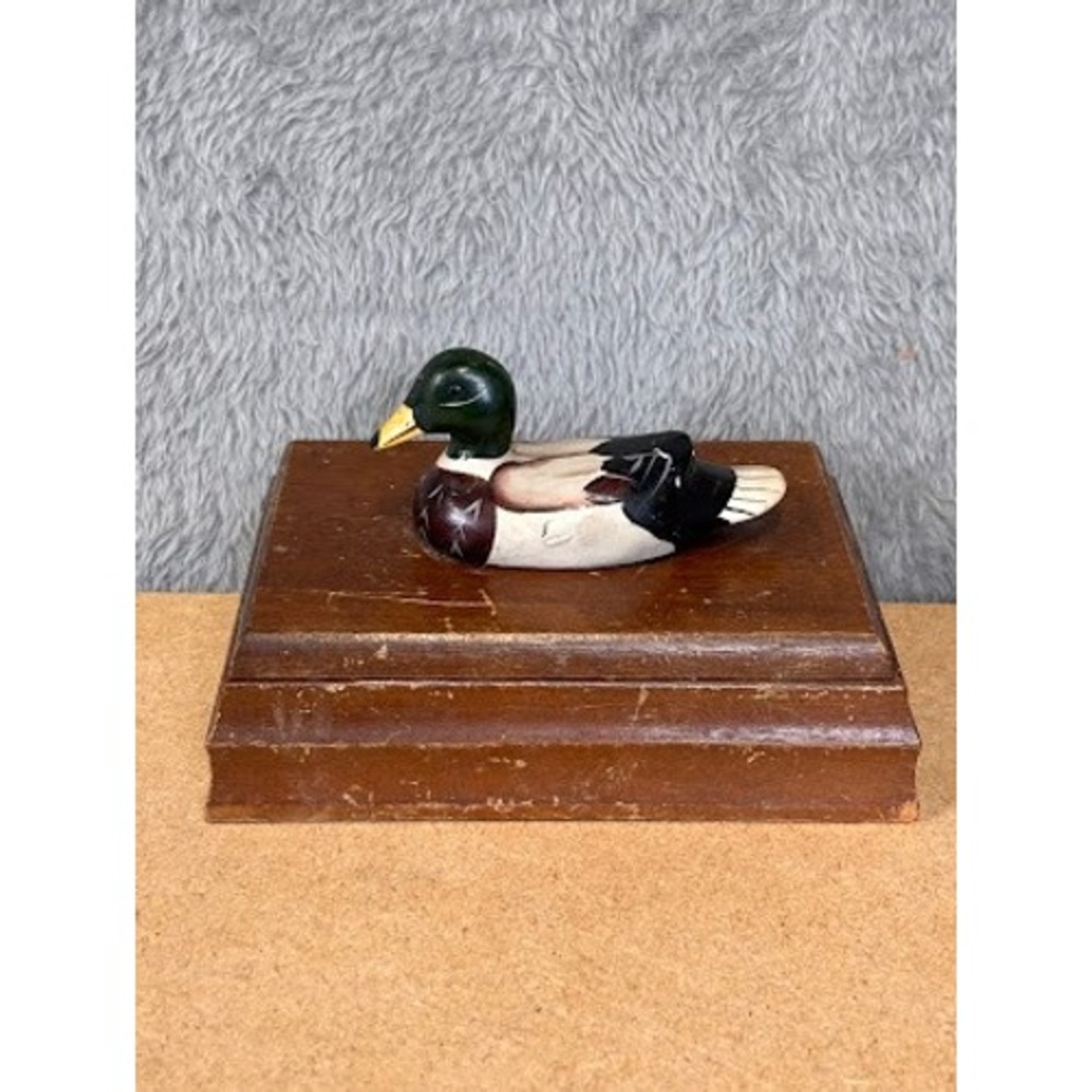 Vintage Wood Mallard Duck Playing Card Box with 2 Decks Waterfowl‎ Hunting Decor